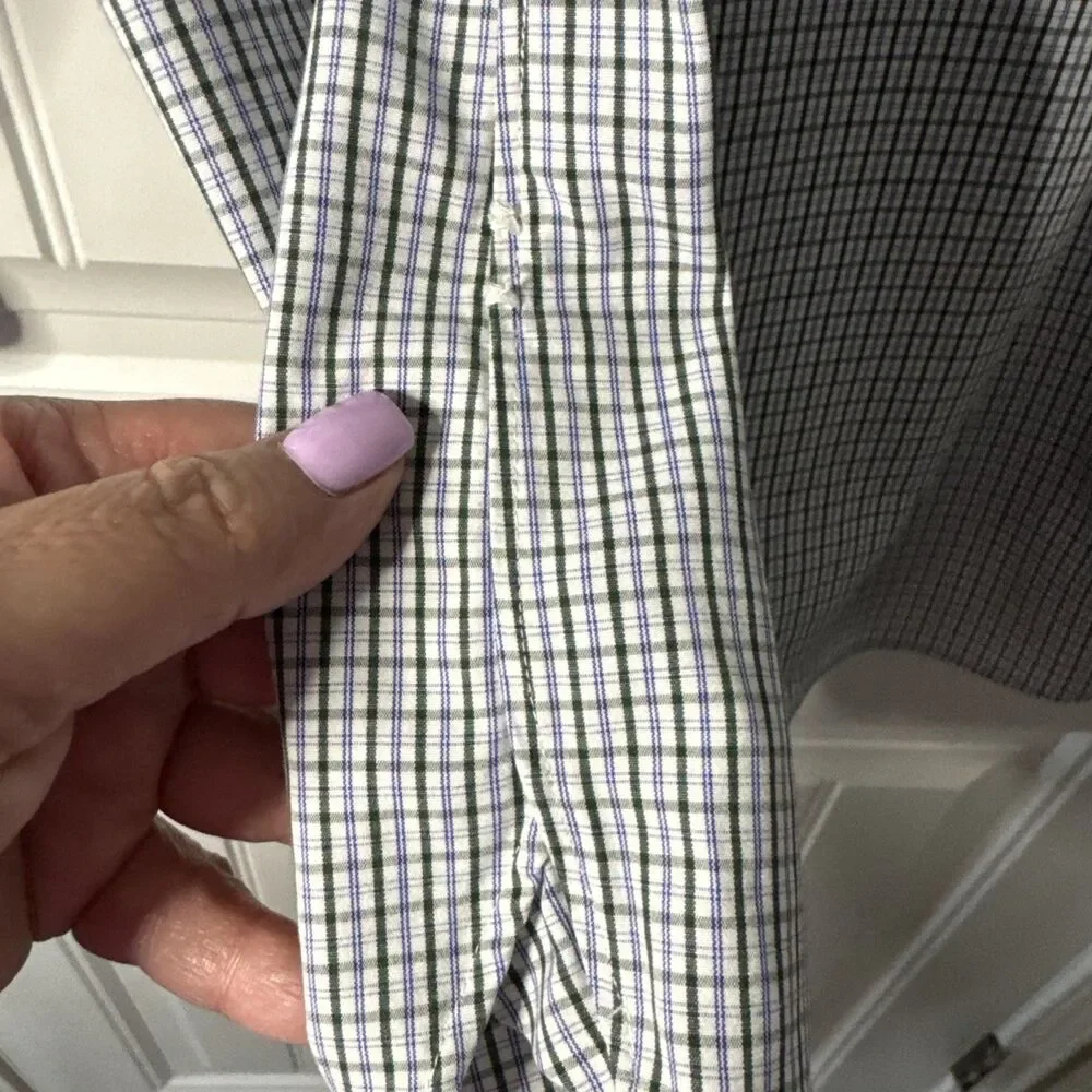 Men's J.Crew Button Up Shirt Classic 2Ply Cotton Check 16- 16.5 Large Men’s